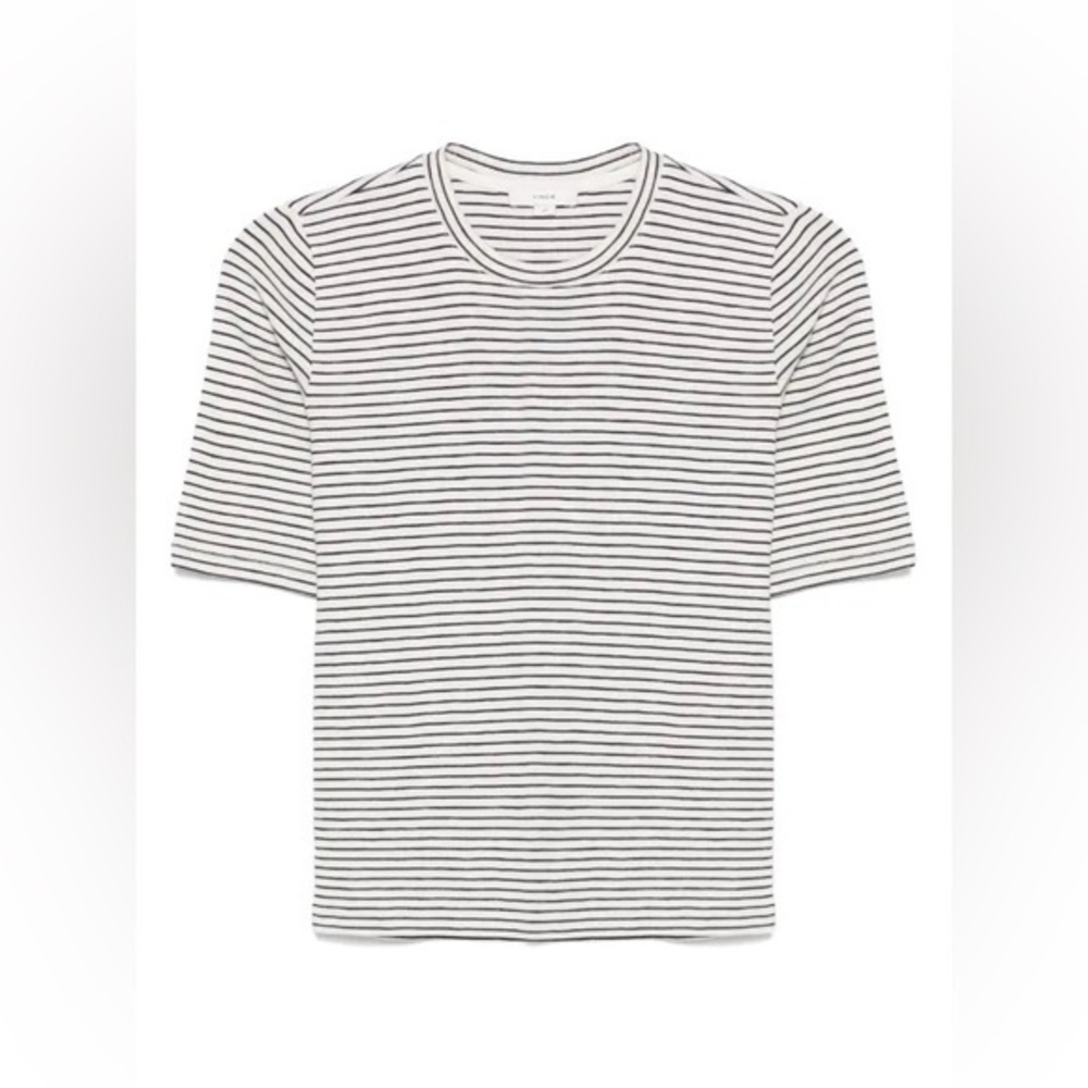 Vince Striped Black-Green and White T-Shirt